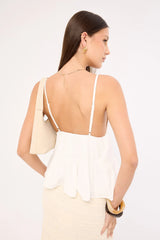 Sndys The Label Fallen Peplum Top White
