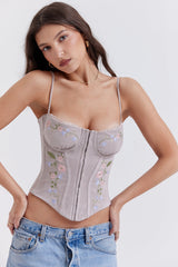 light lavender embroidered corset