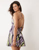 cami mini dress with cowl back in lilac stripes