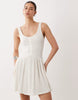crinkle button up mini dress in cream