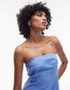 Topshop seamed detail bandeau midi dress in dusty blue