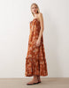 Accessorize floral frill maxi dress in rust