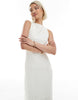 Miss Selfridge mixed texture jersey maxi dress in cream