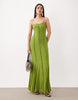 mesh cami seam detail maxi dress in green