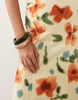 halter trapeze midi dress in blurred floral print