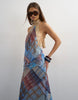 Topshop halterneck tucked side maxi dress in check and polka dot