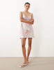 Abercrombie & Fitch linen rich milkmaid mini dress in abstract stripes