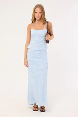 Luck & Trouble Nala Lace Up Back Top Blue