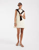 denim fit and flare mini dress in buttermilk