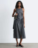 & Other Stories ruched side cotton midi dress in dark blue