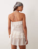 Miss Selfridge lace shirred strapless beach mini dress in cream