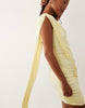 TFNC Petite slinky high neck draped detail mini dress in lemon