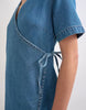 Topshop denim mini wrap dress in mid blue
