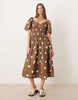 Glamorous v-neck tiered midaxi dress in brown and white polka dots