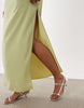 fallen shoulder midi dress in sage