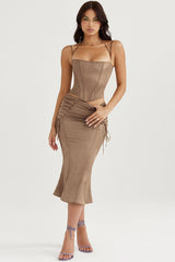 latte satin corset