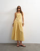 Topshop premium embroidered dropped waist maxi sundress in ochre