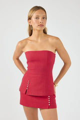 Perfect Stranger Stevie Linen Strapless Top Red