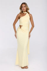Pretty Whisper Halter Mesh Maxi Dress Yellow
