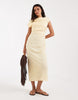 asymmetric off shoulder maxi dress in plaid