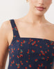 Abercrombie & Fitch sleeveless midi dress with godet hem in red and navy floral print