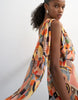 Topshop draped scarf neck mini dress in mosaic print