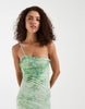 Motel Mumum one shoulder asymmetric floaty floral midaxi dress in turqouise
