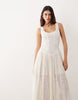ARRANGE dropped waist eyelet midaxi dress in white