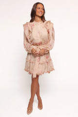Phaedra Long Sleeve Mini Dress - Soft Rose