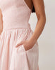 Miss Selfridge shirred halter poplin maxi dress in pink stripe