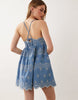 soft denim embroidery cami mini dress in mid blue