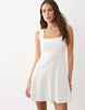 square neck seam detailing mini dress in neutral