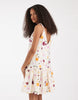ONLY pleated mini dress in white floral