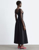 & Other Stories fitted bodice maxi jersey dress with cotton poplin skirting in black
