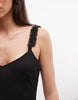 Monki asymmetric ruffle chiffon mini dress in black