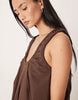 poplin ruched scoop neck and back maxi sundress in chocolate