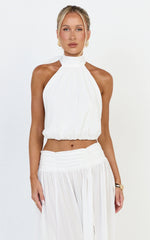 Melanie Top - Halter Neck Top in Cream