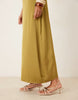 Vila satin cowl neck maxi dress in olive green