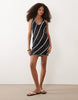 crochet knit mini dress with blanket stitch detail in black