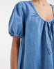 puff sleeve mini dress in washed blue