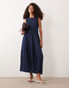 ARKET volume sleeveless denim dress in darkwash blue