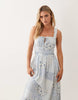 Miss Selfridge Petite seersucker shirred detail maxi dress in scarf print
