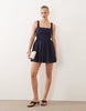 square neck cotton sundress with cutwork floral in navy
