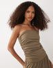 Brave Soul strapless maxi drop waist jersey dress in brown