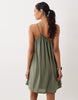 textured one shoulder mini dress in khaki green