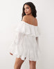 ASOS LUXE bardot embroidered palm tree mini dress in cream