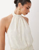 Gina Tricot embroidery maxi dress with open back detail in cream