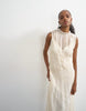 Topshop chiffon sleeveless maxi dress with ruched artwork in ecru