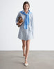& Other Stories pure cotton mini wrap shirt dress in blue pinstripe
