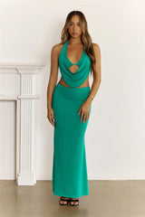 Glow After Dark Halter Maxi Dress Green
